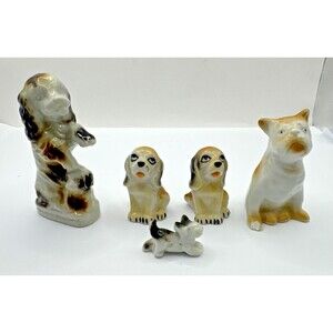 Lot Of Vintage Antique Porcelain Figures Figurines- Animal Dog Puppys